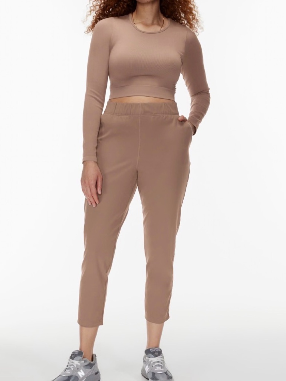 Aritzia Babaton Weekender Pant Taupe High Rise Stretch Jogger Ankle Size M